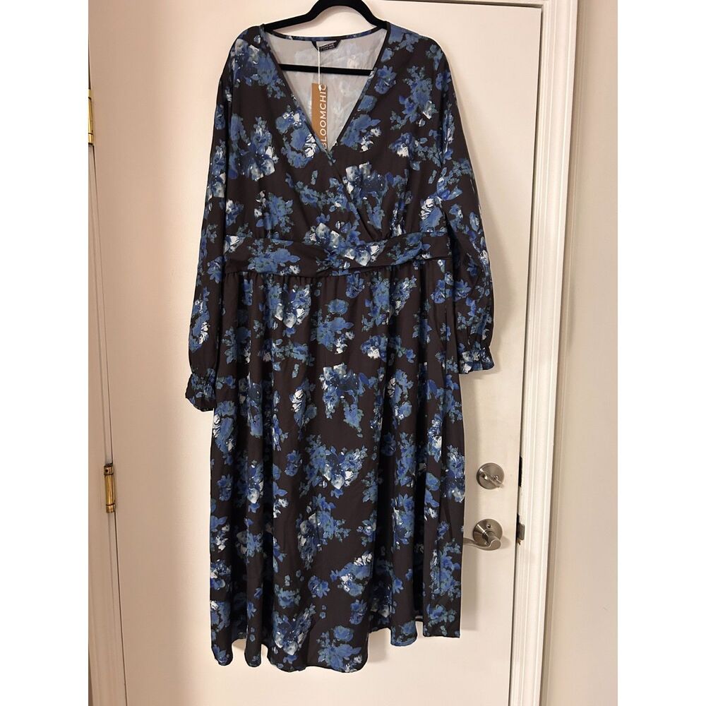 Bloomchic Silhouette Floral Print Wrap Pocket Dress NWT 22-24 - Picture 4 of 5
